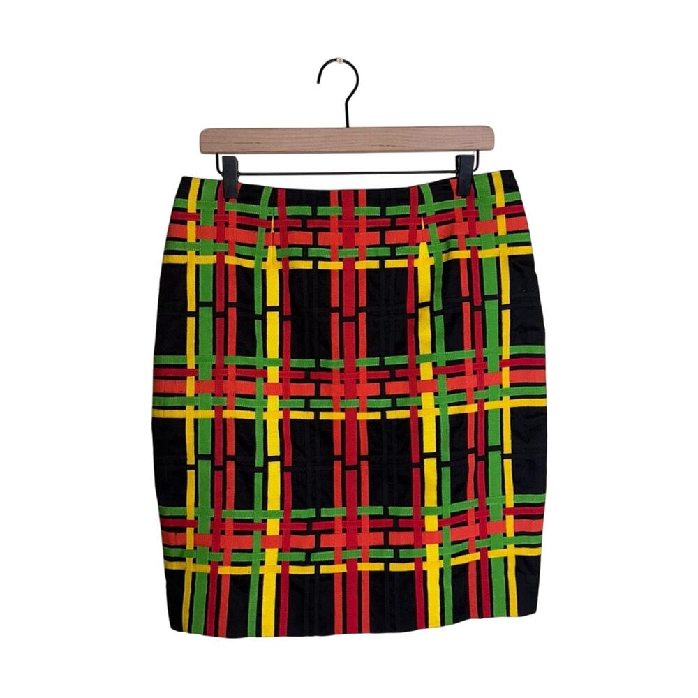 VNTG CARLISLE 90s dopamine hit linen neon weave pencil skirt 8